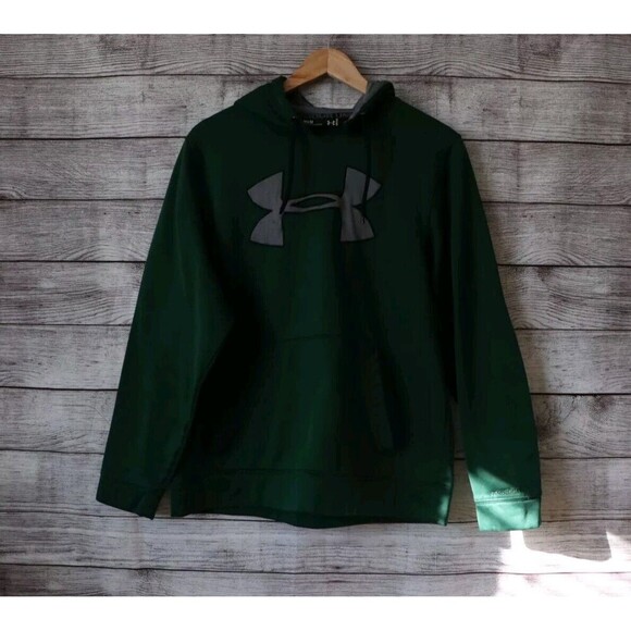 Under Armour Medium Green Gray Pullover Hoodie Small Cut Flaw - Picture 2 of 10